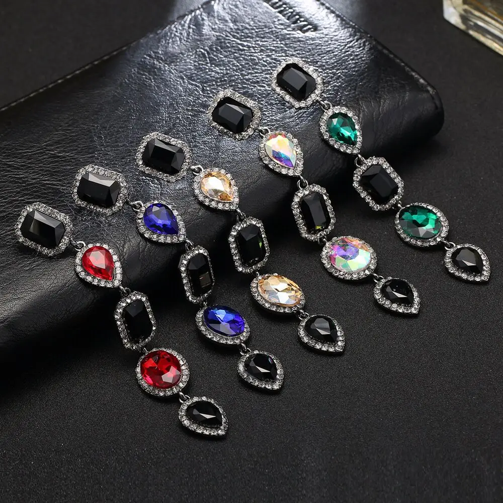 2018 the new European and American geometric dripping long ear studs feature a fashionable flashing eardrop. | Украшения и