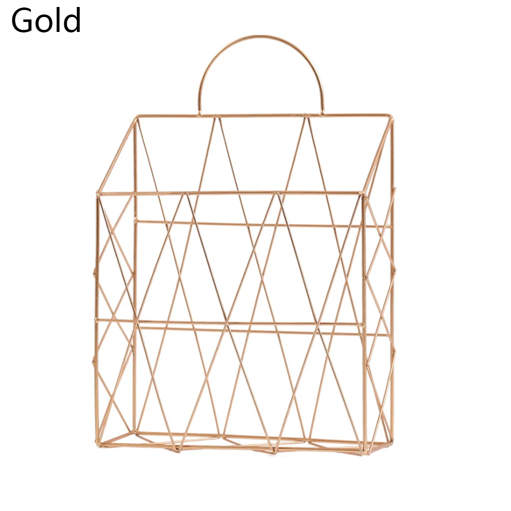 A gold Новинка, горячая Распродажа, портативная модная корзина для хранения, портативная настенная вешалка для хранения, железный Настольный держатель для журналов, газет - Цвет: A gold