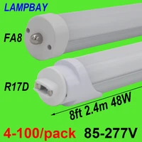 4-100/pack 8ft 2.4m 40W 48W LED Tube Light Single pin FA8 Rotated Base R17D(HO) Lamp F96 T8 T12 Fluorescent Bulb 110V-277V