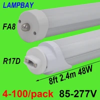 4 100pack 8ft 2 4m 40w 48w led tube light single pin fa8 rotated base r17dho lamp f96 t8 t12 fluorescent bulb 110v 277v