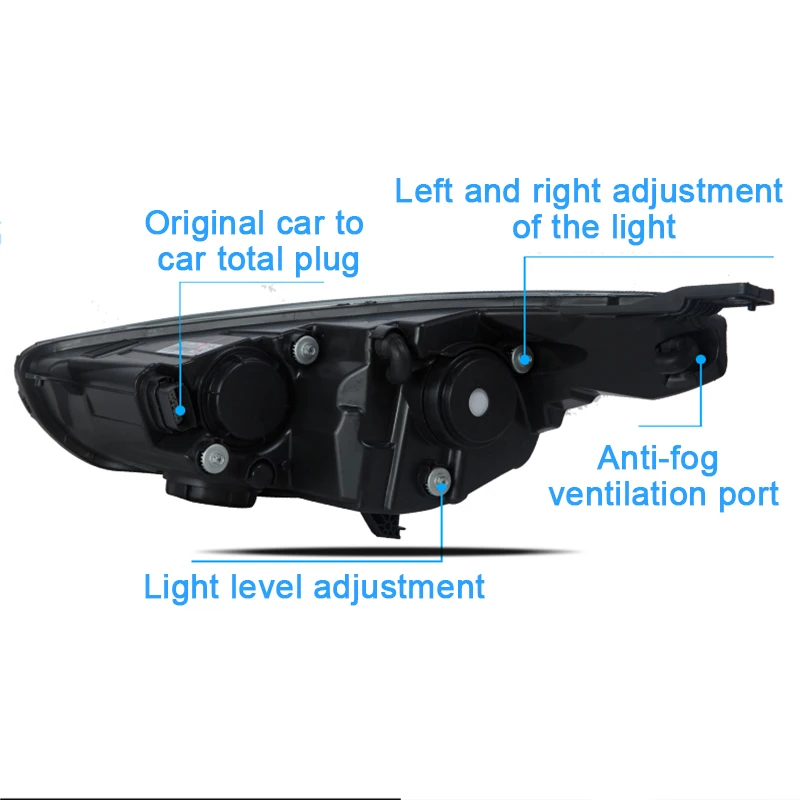 Hlxg светодиодный фары в сборе для Ford Focus ST 2015 2016 2017 HID галогенные лампы подсветка