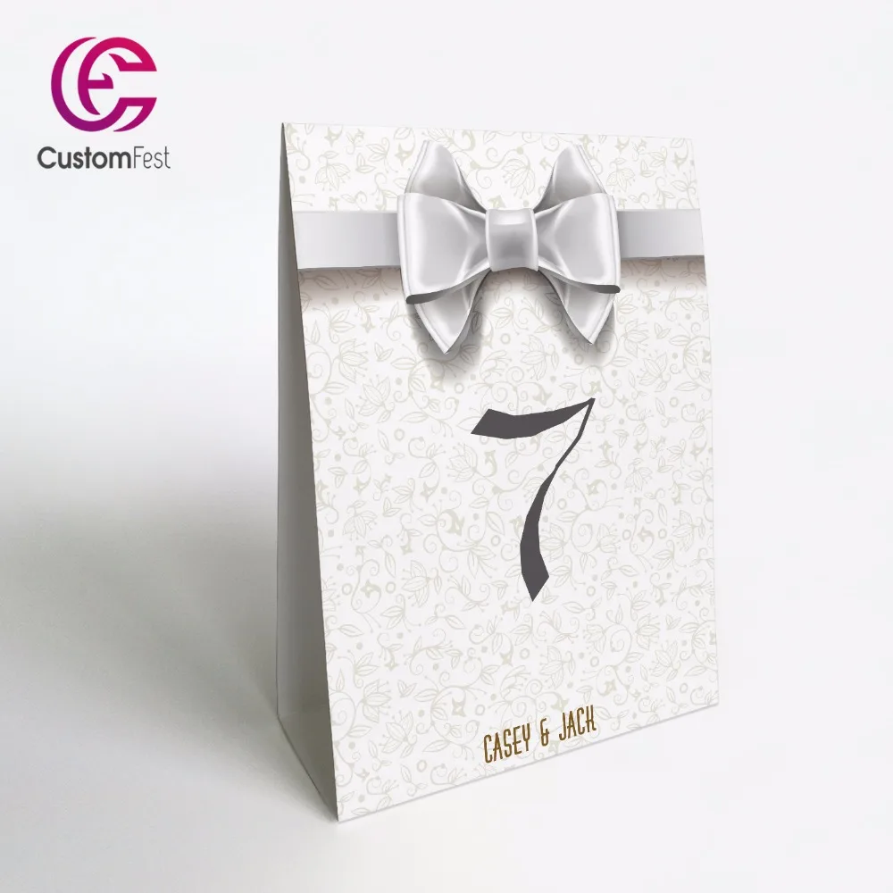 

10pcs/lot Personalized silver ribbon stand free table number TN041