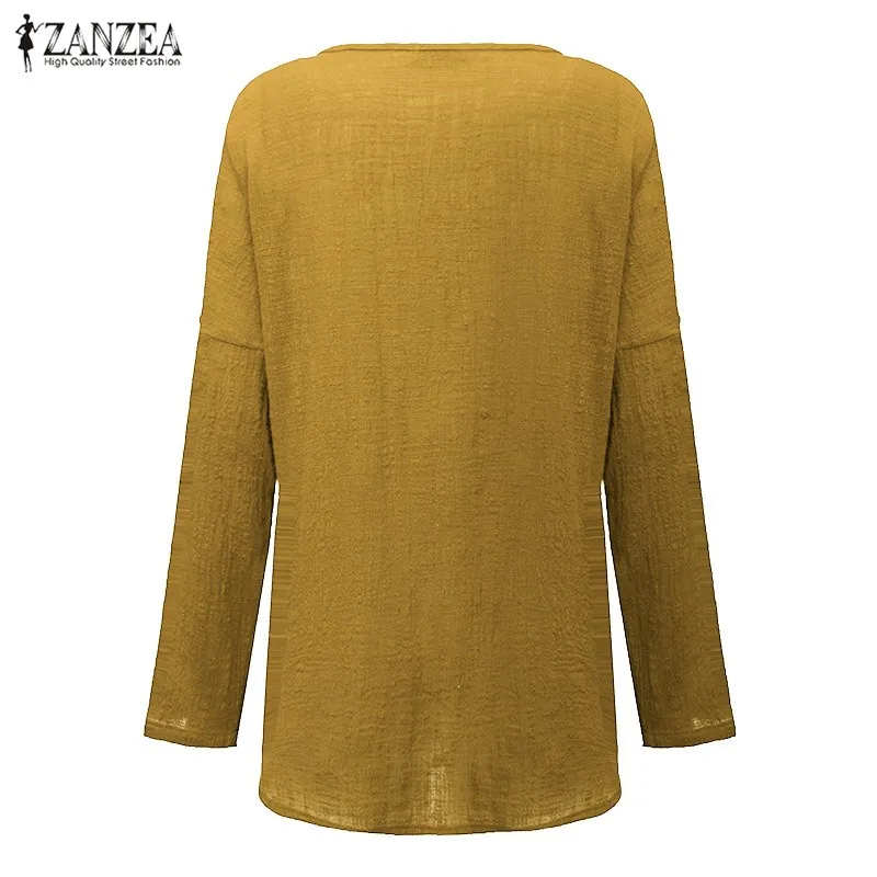 ZANZEA Винтаж Blusas Fenmininas 2021 Осенняя блузка для женщин Повседневная Свободная рубашка