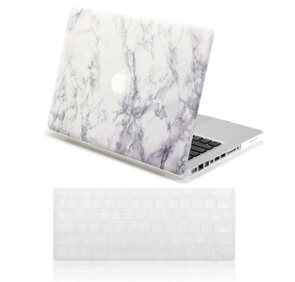 Жесткий чехол с белым мраморным узором + для клавиатуры Macbook Pro Retina 13 3 &quotA1502/A1425