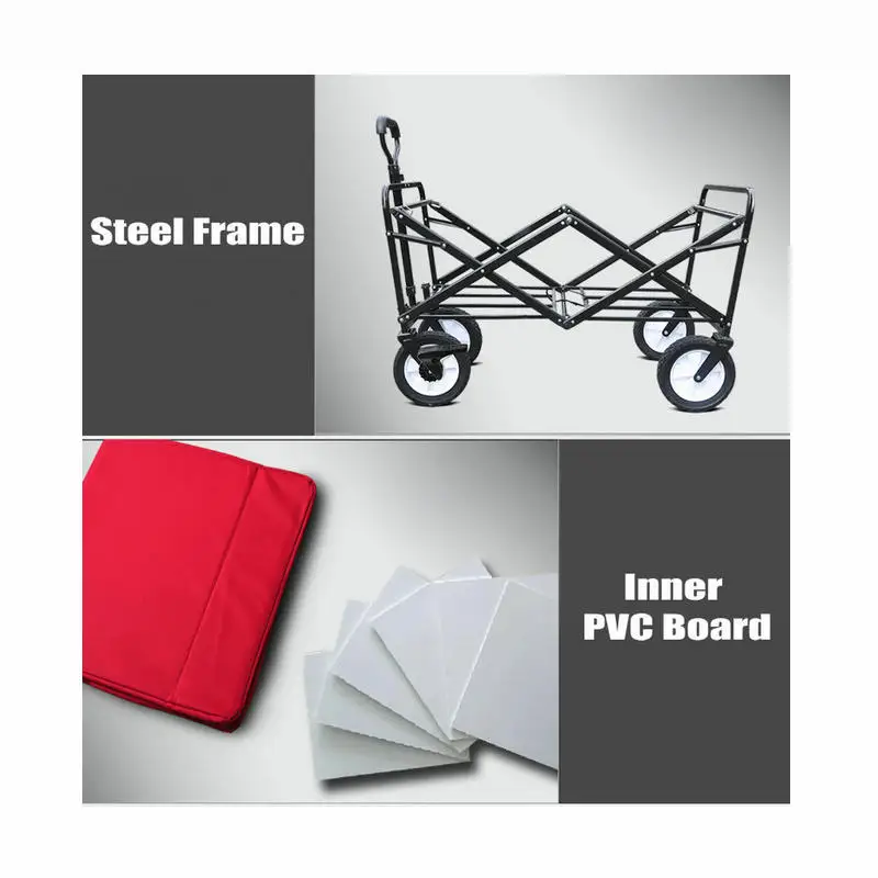 Upgrade Household Portable Shopping Cart with Table, Steel Frame Outdoor Camping Cart, Folding Utility Wagon with Side Table