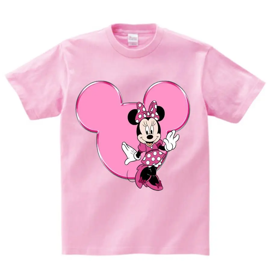 pink childreT-shirt Милая футболка с Минни Маус для девочек Детская летняя футболка с короткими рукавами детская футболка из хлопка футболки с круглым вырезом для мальчиков с Микки Маусом - Цвет: pink childreT-shirt