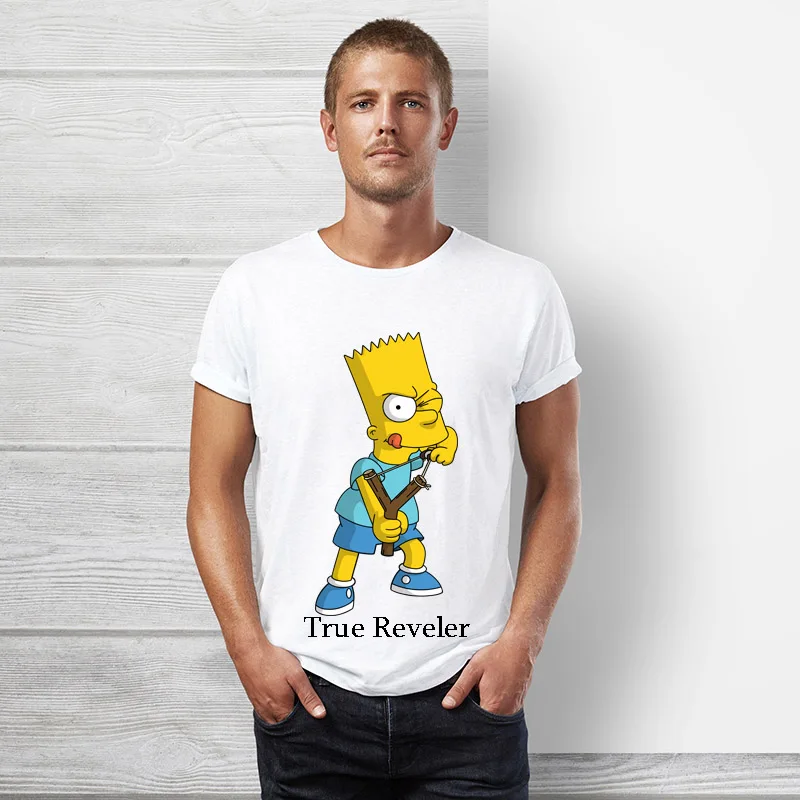 S03 True reveler Барт Симпсон Футболка Забавный мультфильм для мужчин короткий рукав хип хоп милые топы Футболка Барт Симпсон Летняя мужская - Цвет: S03
