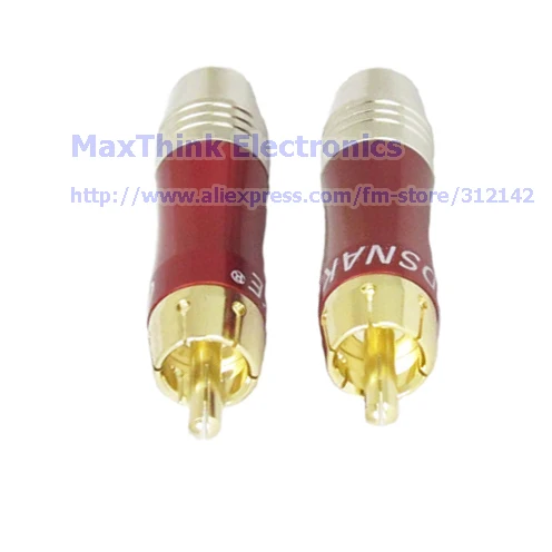 Красная RCA Вилка с алюминиевым корпусом и медной вилкой аудио-видео разъем