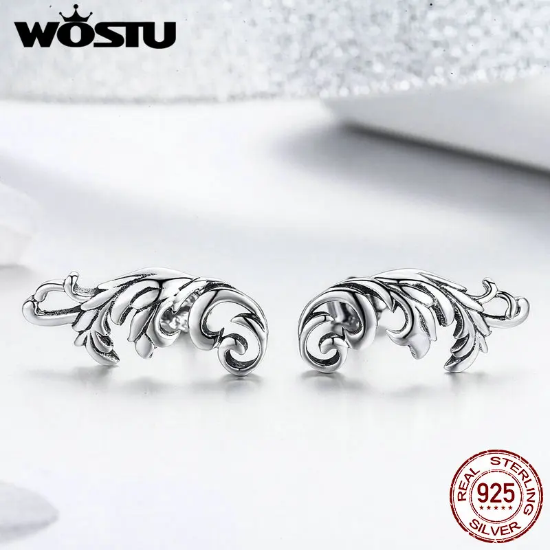 WOSTU, ретро Европейский цветок, серьги-гвоздики, 925 пробы, серебро, геометрические маленькие серьги для женщин, серебряные модные ювелирные изделия FIE580