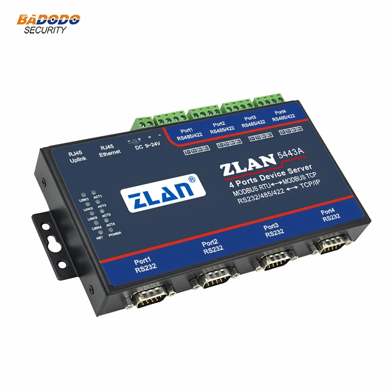 ZLAN5443A 4 порта RS232 RS485 RS422 к Ethernet TCP IP конвертер Modbus RTU шлюз серийное устройство