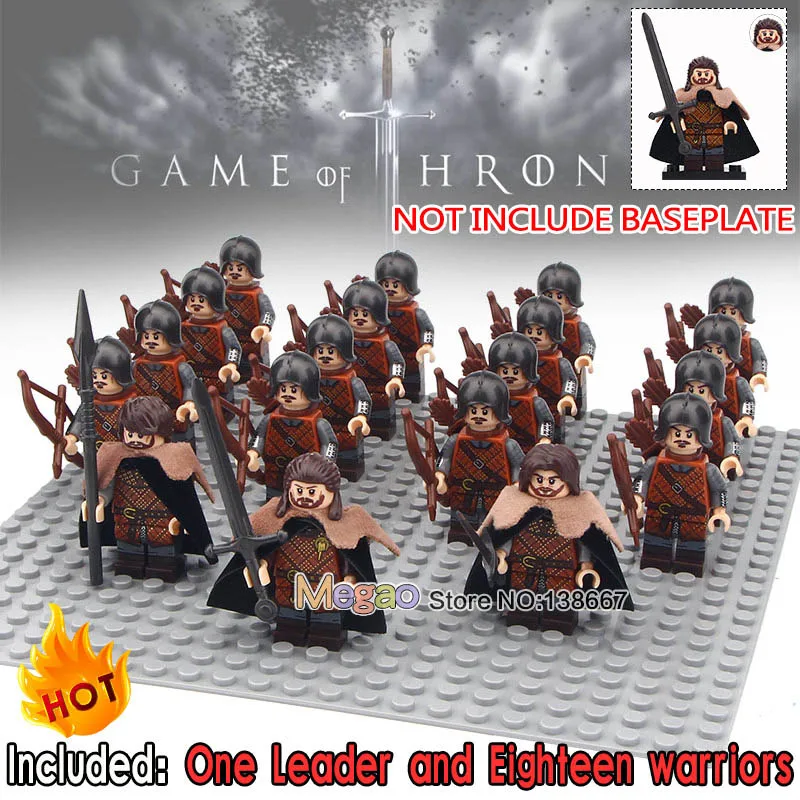 19PCS Игра престолов 1 Набор белых ходунков военные мертвые армейские Рыцари король армейские войски гондоры солдатики строительные блоки игрушки для детей - Цвет: 19PCS