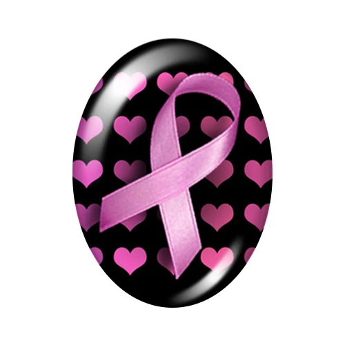 Pink Ribbon Breast Cancer Jewelry 10pcs mixed 13x18mm/18x25mm/30x40mm Oval photo glass cabochon demo flat back Making findings | Украшения