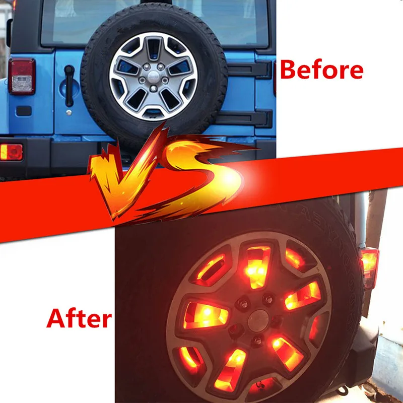Spare Tire Third Brake Light LED Ring Designed for Jeep 2018 Wrangler JL JK TJ JKU Accessories spare tire Led 3rd brake lamp | Автомобили
