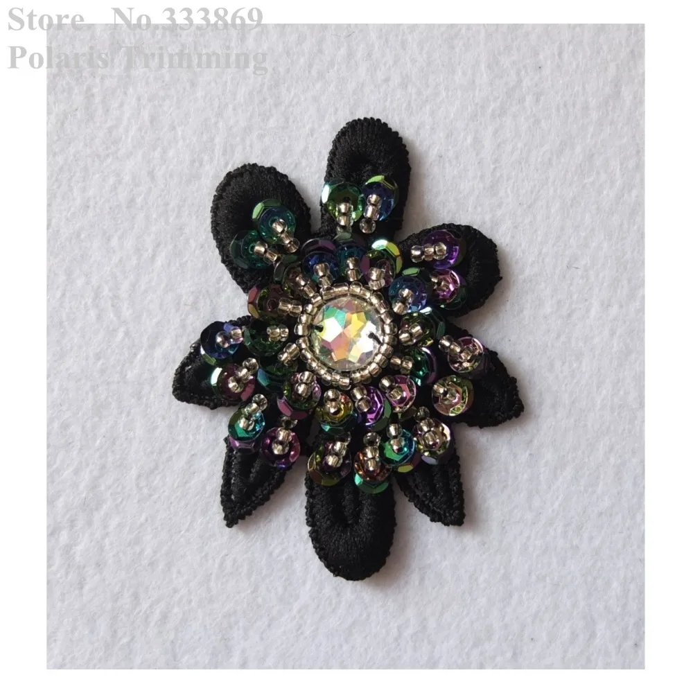 Бесплатная доставка 4 шт./лот x новинка 3D Ручная работа черные блестки Украшенные