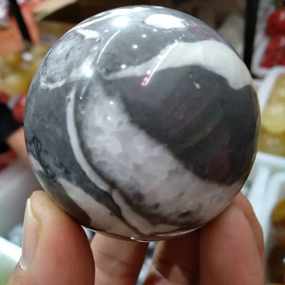 Ракушка Fossil Jasper Quartz Matrix Crystal лечебная СФЕРА Ball Rock Камень Reiki 55 мм|Камни| |