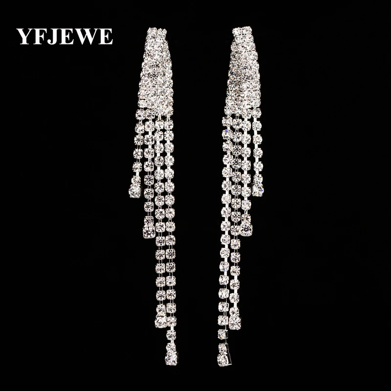 Женские серьги с кисточками YFJEWE элегантные длинные капельки кристаллами для