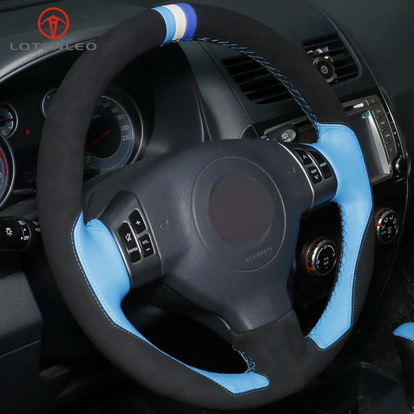 LQTENLEO черная замша голубой кожаный ручной работы Руль Обложка для Suzuki SX4 Alto Swift Старый Swift всплеск Opel agila