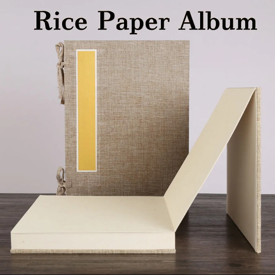 Archaistic Rice Paper Chinese Album of Painting Calligraphy Page Book Blinding Notebook fiberflax Painting Canvas