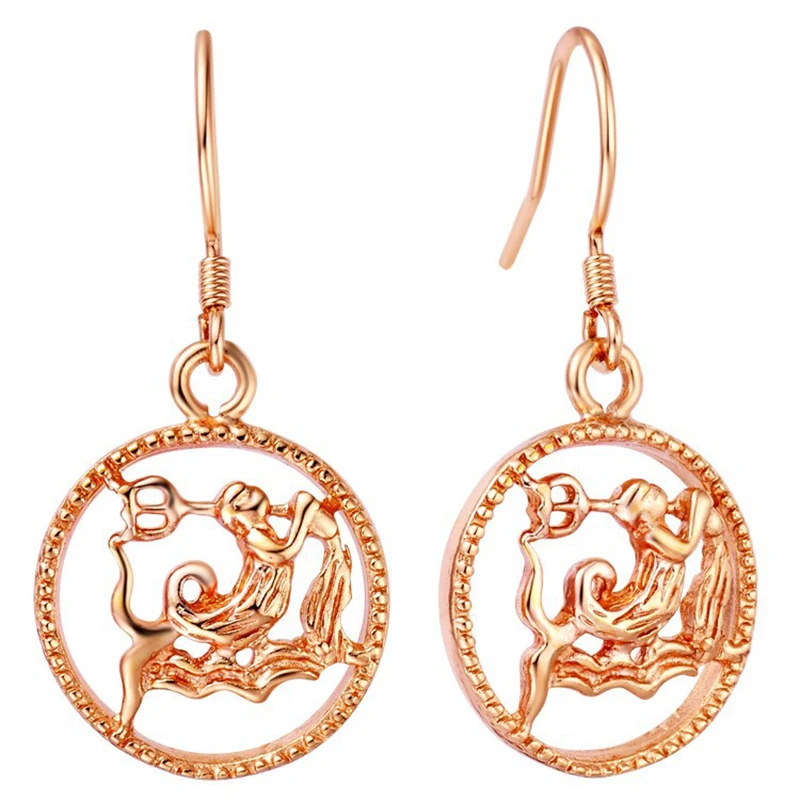 Серьги из розового золота 12 знаков зодиака Овен Телец Gemini Leo Virgo Libra Scorpius Sagittarus