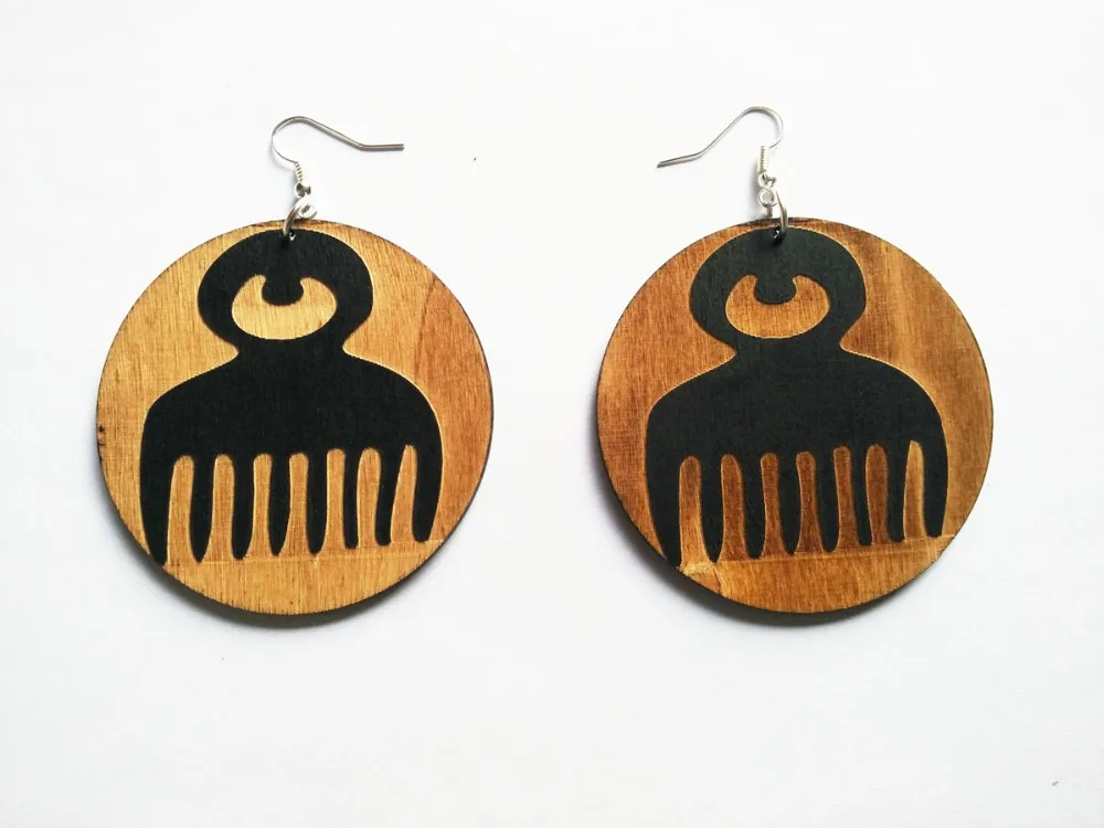 Женские деревянные серьги Adinkra Duafe новые ювелирные изделия черного цвета с