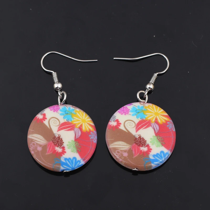 1 пара милых красочных узоров с модным принтом висячие серьги из акрила Новый