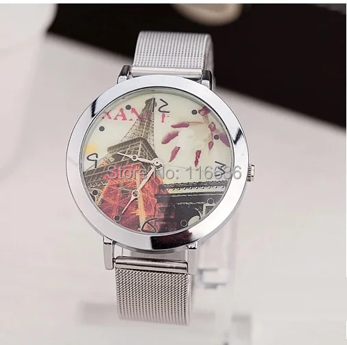 Высококачественные женские часы с металлическим ремешком эйфелева башня лондон