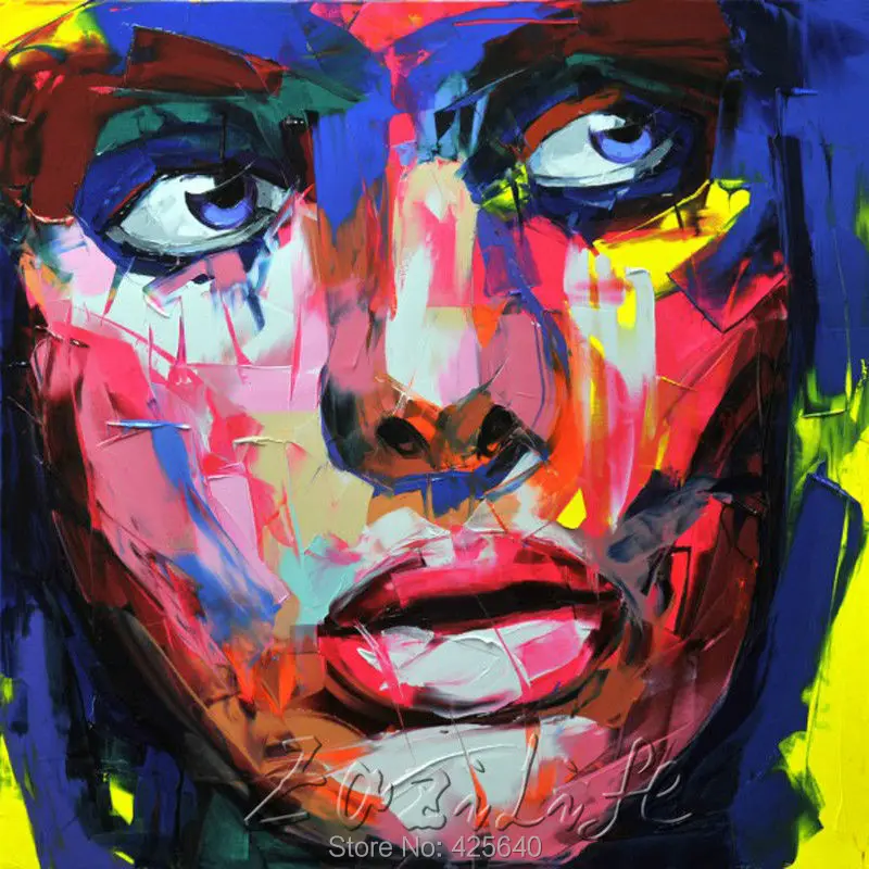 Palette knife painting portrait Palette knife Face Oil painting Impasto figure on canvas Hand painted Francoise Nielly 11