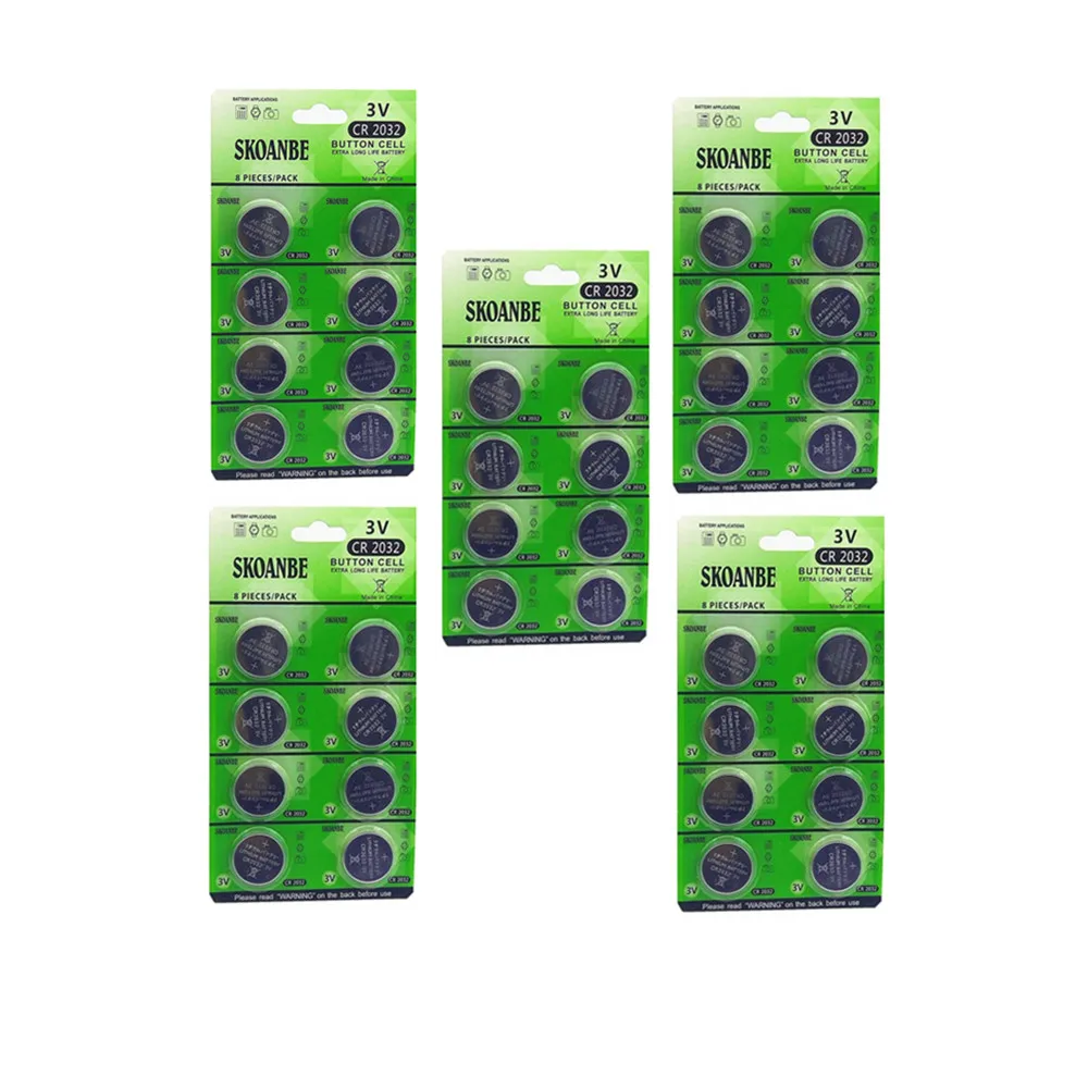 8 шт./карта новый зеленый CR2032 DL2032 CR 2032 KCR2032 5004LC ECR2032 кнопочный элемент 3 в литиевые