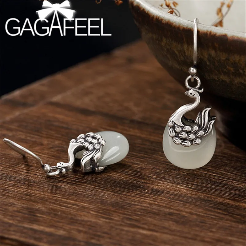 GAGAFEEL Роскошные серьги из стерлингового серебра 925 пробы с натуральным камнем в