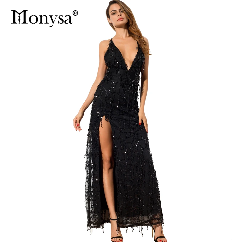 Партия макси платья длинные женщины лето 2017 новый сексуальный спагетти ремень v