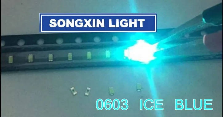 4000 шт./светодиодная SMD светящаяся трубка 0603 холодный синий светодиод лампа bead 1608