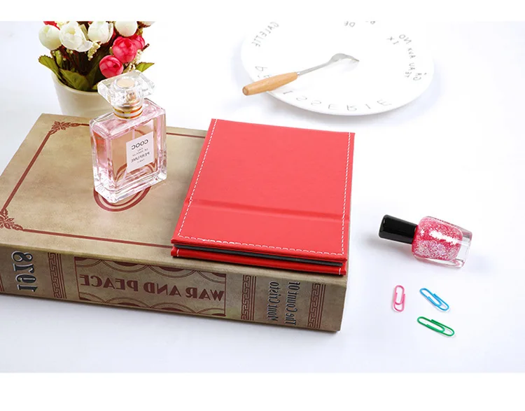 Folding Leather Table Traveling Hand Makeup Mirror Compact Foldable Mirrors Beauty Cosmetic Mirror Makeup Tools