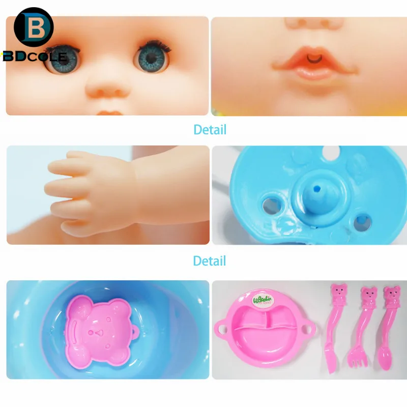 15 дюйм(ов) 38 см Reborn Baby doll ролевые игры игрушка синий и розовый соска посуда детские