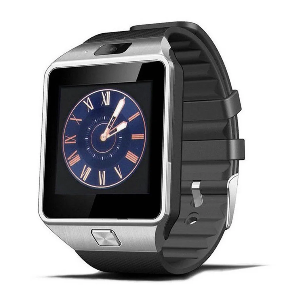 Серебристый Модные Смарт-часы с sim-картой Q18 GT08 DZ09 Bluetooth Смарт-часы для мужчин камера для Android iOS iPhone Apple GPRS SIM подарки - Цвет: Серебристый