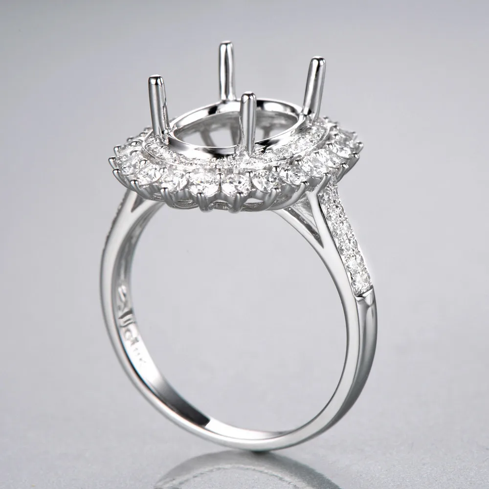 Anniverary 14 к белое золото натуральный 1.07ct алмазное обручальное кольцо ювелирное полукрепление 8x12 мм овальная резка установка