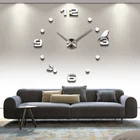 3d акриловые зеркальные настенные часы, часы, украшение для дома, современные иглы, кварцевые наклейки