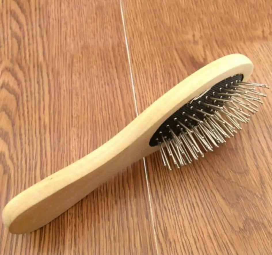 Новая деревянная щетка для волос шерсти питомца с металлическими шпильками