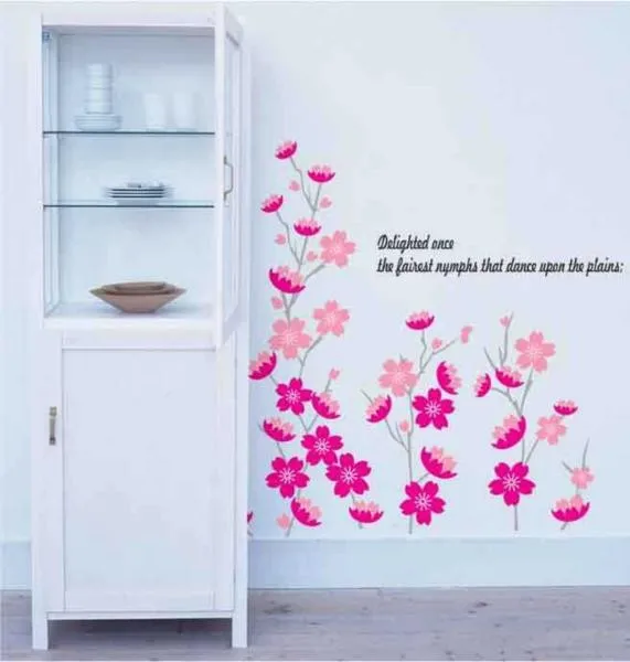 

Peach Flower Wall Sticker Pink Home Dance Removable Mural Tattoos