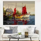 Современный постер с изображением Морского Пейзажа, морской пейзаж, картина маслом на холсте, Настенная картина для гостиной, домашнее украшение