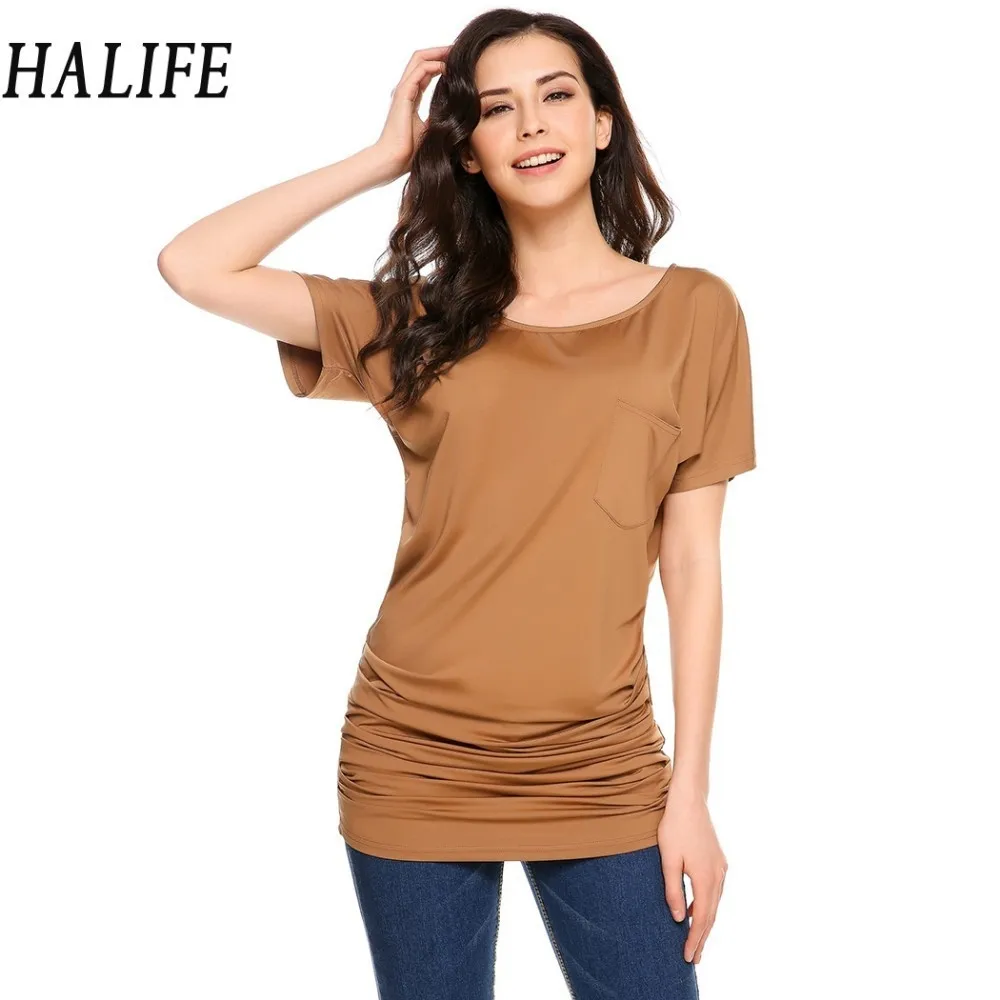 HALIFE 2018 летняя футболка женская повседневная с круглым вырезом и коротким рукавом