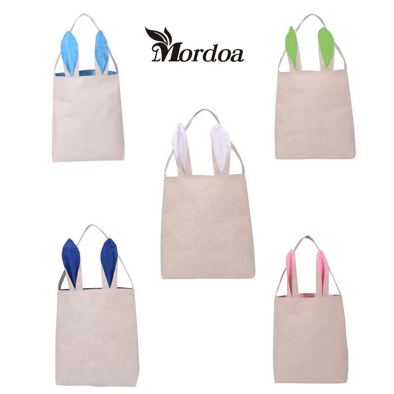 

Mordoa 5pcs Easter Gift Bag Cotton Burlap Material Rabbit Ear Shape Bags for Kids Gifts Packing Easter Jewelry Display Received