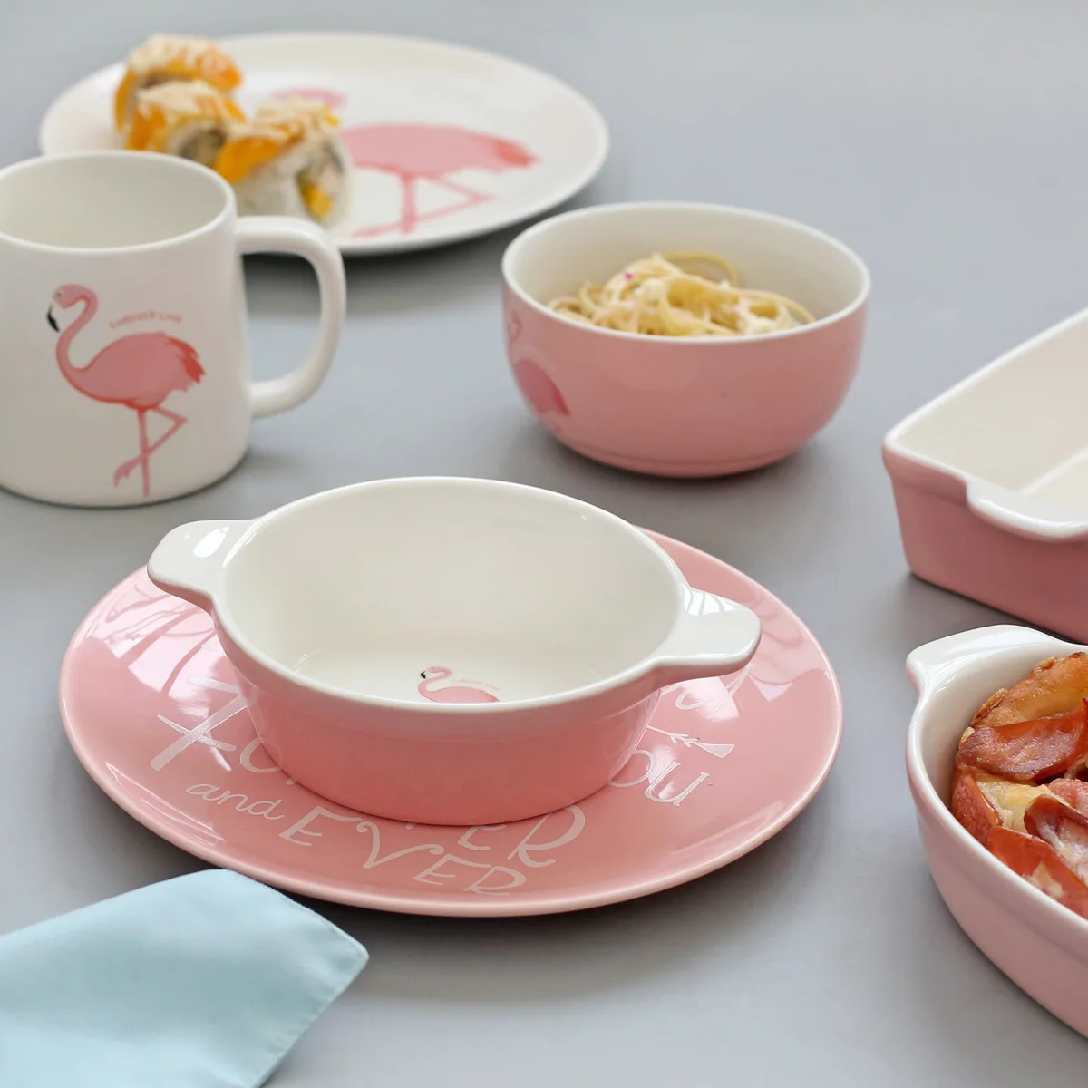 2018 Новая керамическая посуда Фламинго блюда и чашка набор креативная мультяшная