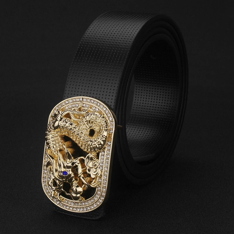 Chinese style dragon golden buckle belts mens Cowskin fashion genuine leather famous brand designer cintos masculinos vintage | Аксессуары