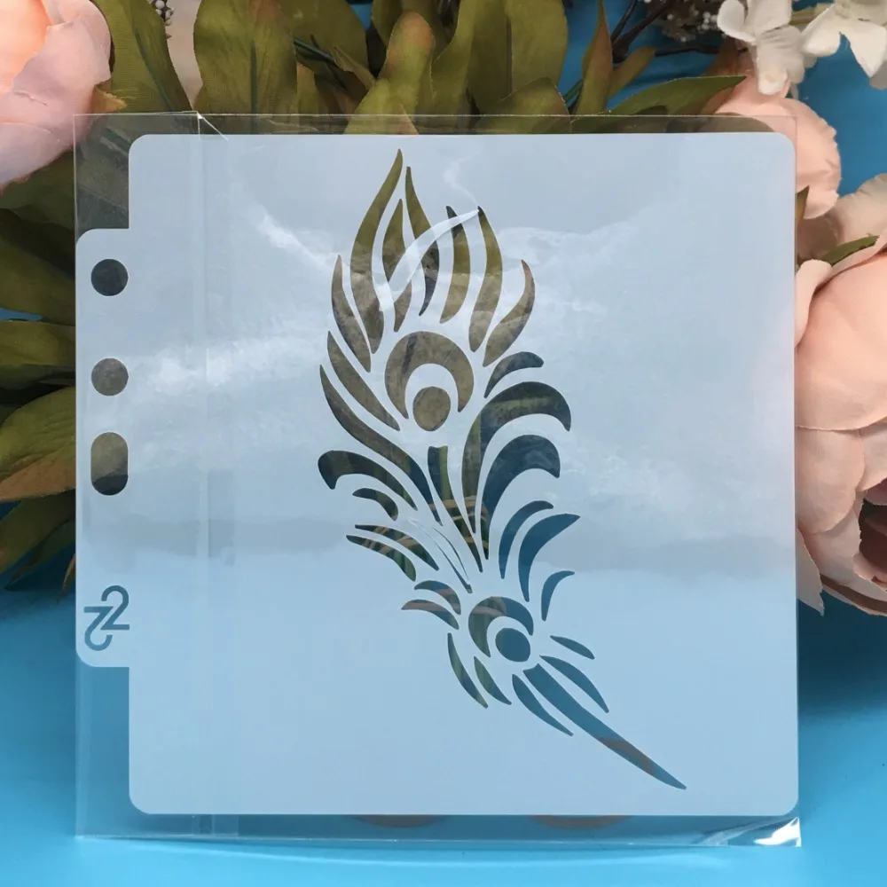 Новинка 13 см трафареты сделай сам с изображением перьев настенная живопись