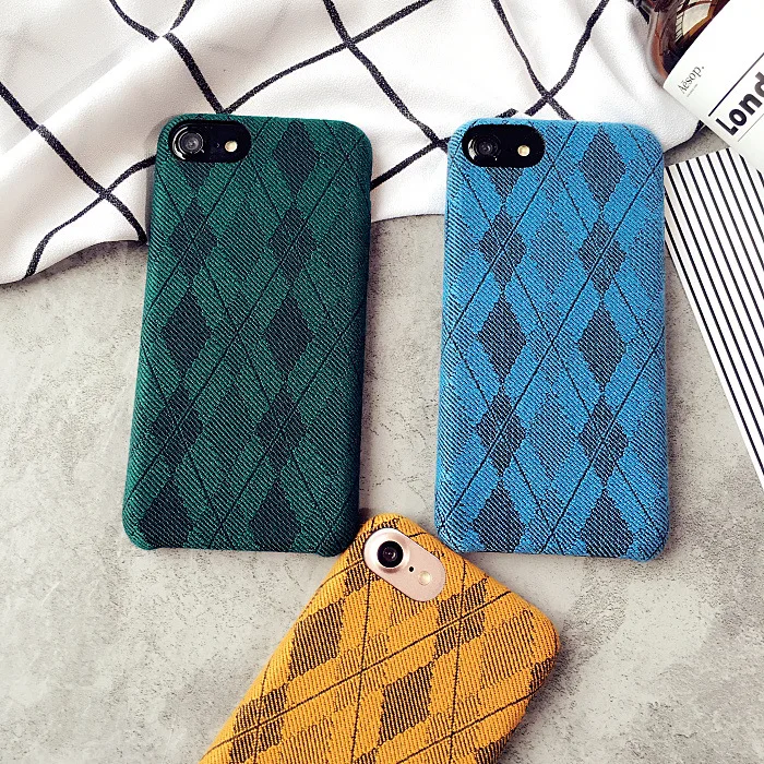 Eqvvol British Style Lattice Cloth Phone Case For iPhone 7 Plus Luxury Grid Patterned Cases 6 6s Cover | Мобильные телефоны и