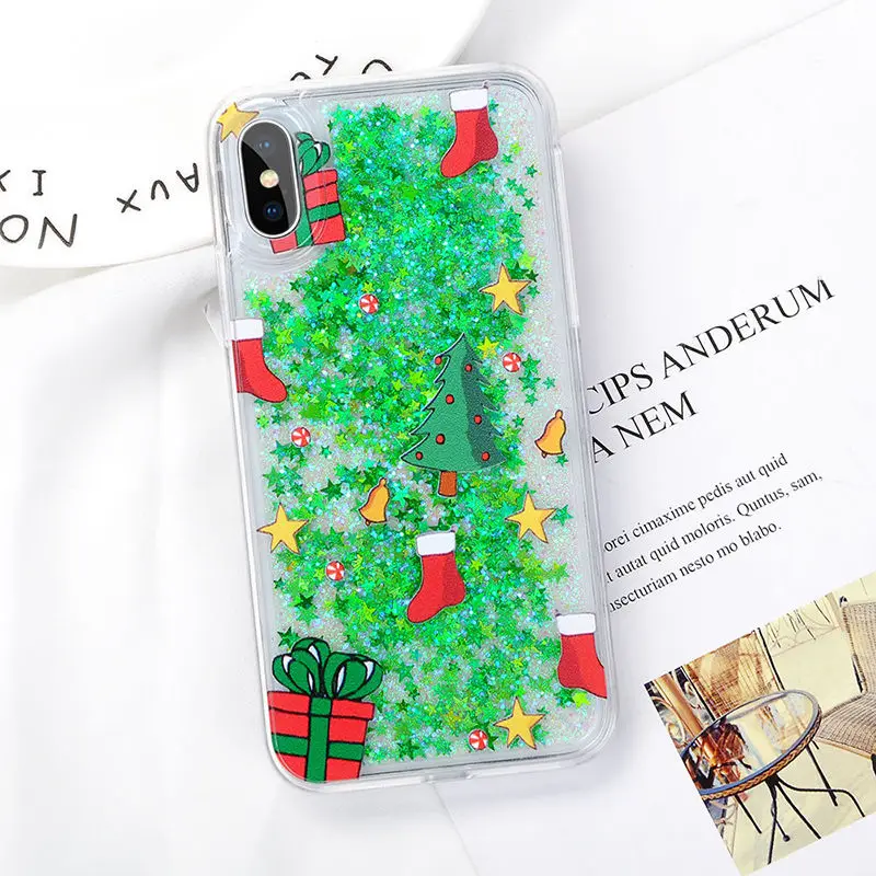 Чехол для телефона с динамическим жидким зыбучим песком для iPhone 6, 6 S, 7, 7 Plus, 8, 8 Plus, блестящий Рождественский подарок, прозрачный жесткий чехол для задней панели из поликарбоната