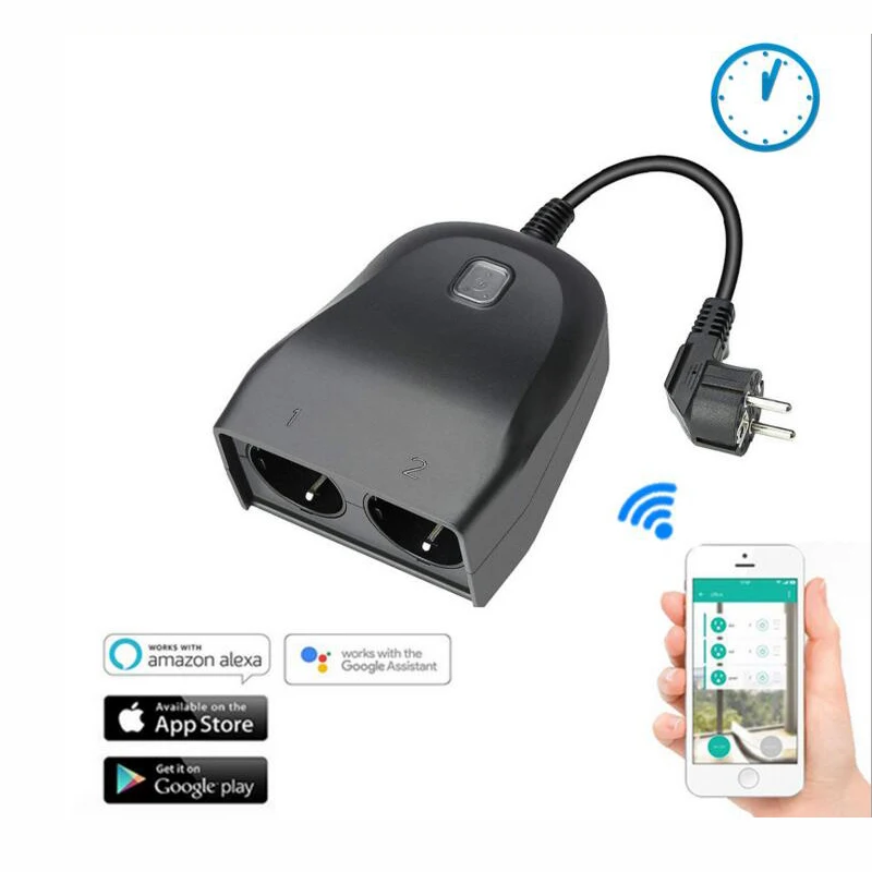 Умная Wifi розетка IP44 наружная приложение дистанционное управление 2 ЕС AC монитор