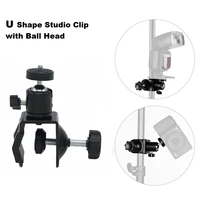 lightdow photo studio u shape clip clamp with ball head bracket for camera flash light stand