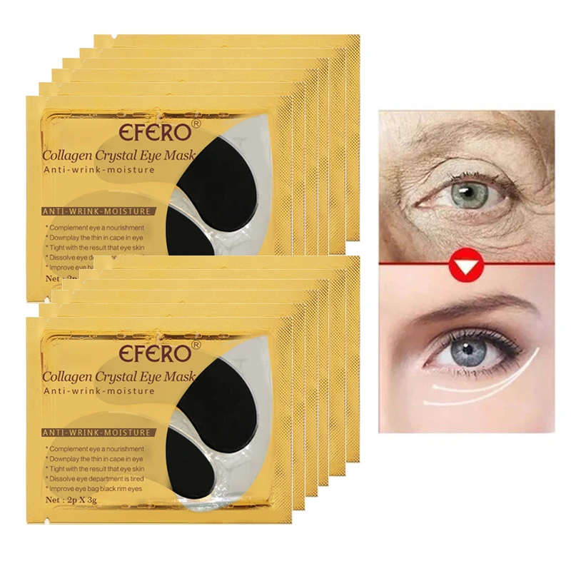 EFERO 5/8 пар черная коллагеновая кристальная маска для глаз, маска для лица гель глазные Пластыри для мешков под глазами, морщин! Убирает темные круги под глазами, подушечки для глаз уход за кожей