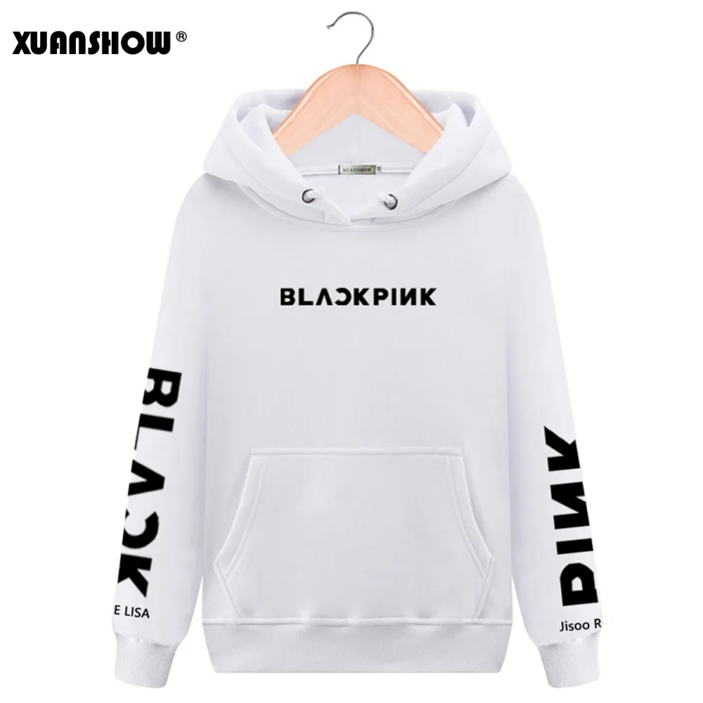 XUANSHOW модные толстовки унисекс Swirtshirts Blackpink KPOP с длинным рукавом шляпа одежда Пуловеры Кофты Sudadera Mujer S-XXL